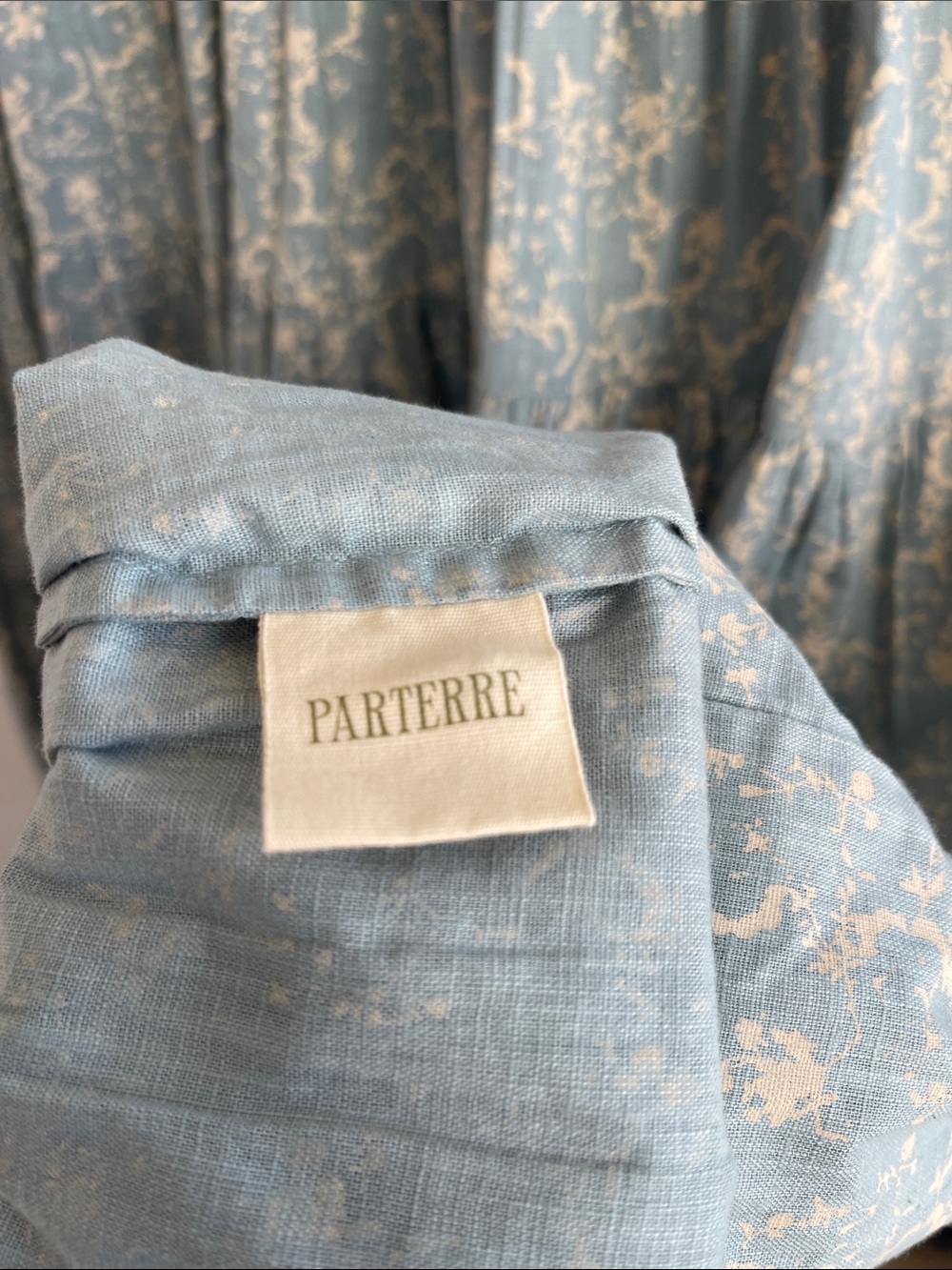 Parterre Blue Floral Block Print Tiered Shirtdress Short Sleeve Midi Size 00 — image 4 of 5
